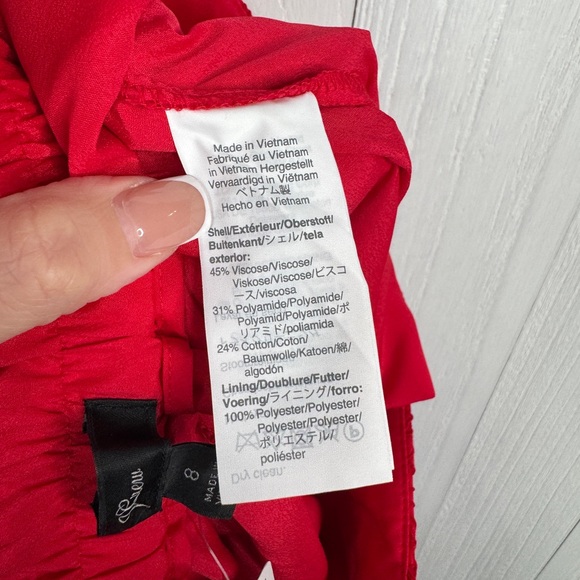 J Crew Red Lace Pull On Peyton Pants | High Rise Wide Leg - Picture 7 of 10